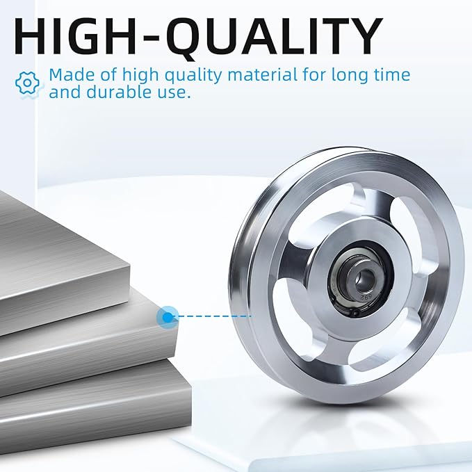Flylin Aluminum Alloy Bearing Pulley Wheel, Universal Sliver Strength Training Equipment Pulley Wheel Gym Accessory, Fitness Pulley Wheel for Gym Equipment Part Cable Merchine