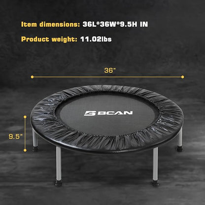BCAN 36/38 Mini Trampoline Rebounder Trampoline for Adults 170lbs/300lbs Small