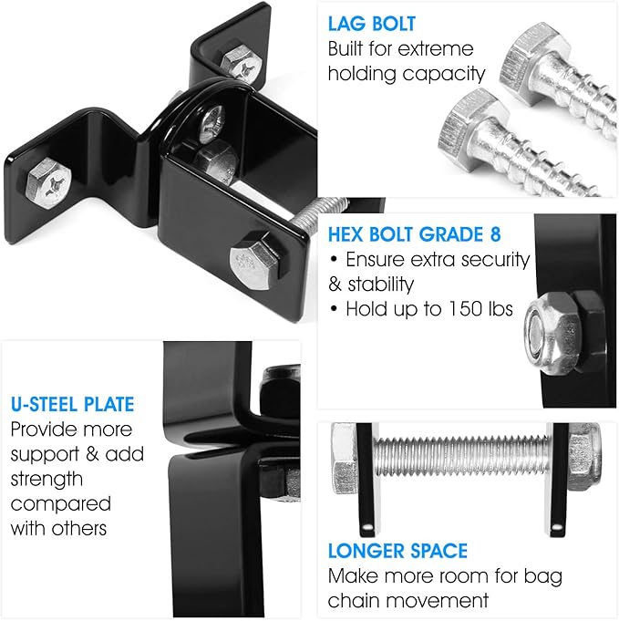 Yes4All Punching Bag Hangers, Swing Hanger For Punching Bag - Heavy Bag Hanger - Bag Chain For Boxing Stand - Indoor Outdoor Hanging, 360 Rotate Swivel,2 Screws, Heavy Bag Chain and Swivel