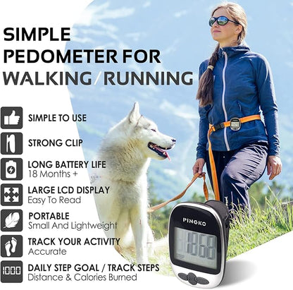 PINGKO Outdoor Multi-Function Portable Sport Pedometer Step/Distance/Calories/Counter