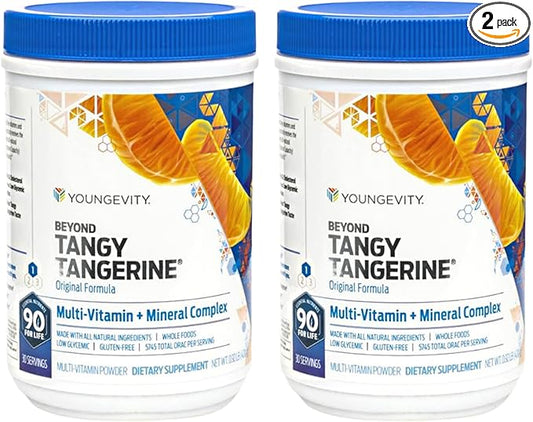 Youngevity Beyond Tangy Tangerine - Original Formula | Multi-Vitamin & Mineral Complex | Made With Natural & Whole Foods | 5,745 ORAC | Twin Pack