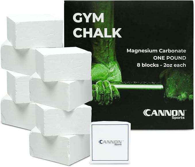 Cannon Sports Magnesium Carbonate Gym Chalk- Blocks, Liquid, & Powder Options - Sweatproof Grip, Blister Prevention for Workout, Weightlifting, Gymnastics, Rock Climbing