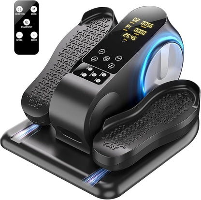 Under Desk Elliptical Machine - Upgraded Model， Ellipse Leg Exerciser for Seniors Fully Assembled, Quiet & Portable，Electric Seated Pedal Exerciser with Remote Control & 12 Adjustable Speeds