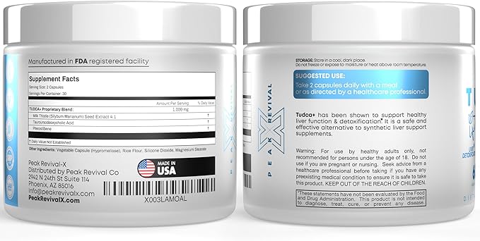 TUDCA+ 1000mg Bile Salt Supplement for Liver Support, Detoxification, Digestive Health, Inflammation, and Skin Health - Made in The USA (60 Vegan Capsules)