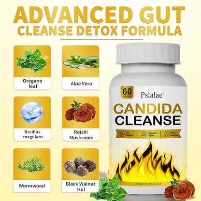 Candida Cleanse, Candida Cleanse Detox for Women & Men, Helps Gut and Vaginal Health, Feminine Balance Complex for Women, Candida Overgrowth (60 Capsules)