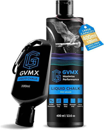 50ML/100ML/400ML Superior Grip Premium Liquid Chalk. Long Lasting Mess-Free Gym Chalk for Weightlifting, Gymnastics, Climbing. Fast Drying Refillable Gym Accessories. Package May Vary.
