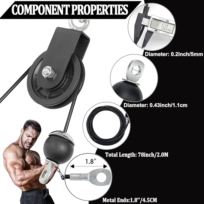 Taeku Fitness Pulley Cable, Heavy-Duty 6mm Steel Wire Rope for Home Gym, Adjustable Replacement Cable for Weightlifting, LAT Pulldown, and Cable Machine Accessories