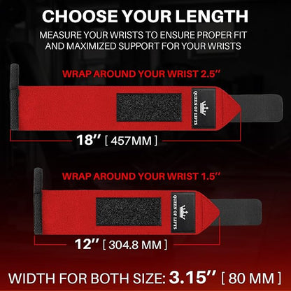 TECEUM Weightlifting 18" & 12" Wrist Wraps with Thumb Loop – Heavy Duty Wrist Workout Braces for Men and Women – Ideal for Powerlifting, Strength Training, Bodybuilding