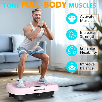 Vibration Plate Exercise Machine, Vibration Plateform for Lymphatic Drainage, Whole Body Workout Vibrate Fitness Board for Weight Loss Shaping Toning, Home Gym Equipment