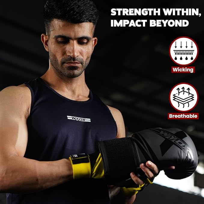 WYOX Gel Boxing Hand Wraps Inner Gloves for Men & Women, 80cm Quick Wrist Straps, Padded Knuckle Protection for Muay Thai Kickboxing, Hand Wraps for Boxing & Martial Arts
