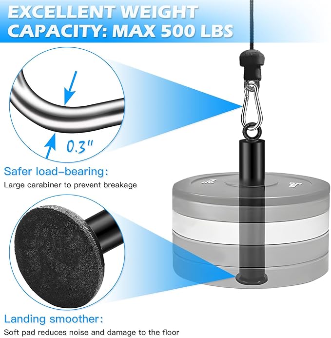 Fitness Cable Pulley System, Gym LAT and Lift Pulldown Machine Attachments, LAT Pull Down Bar Home Workouts Equipments for Biceps Triceps Shoulder Arm Curl Forearm Muscle Strength Exercise