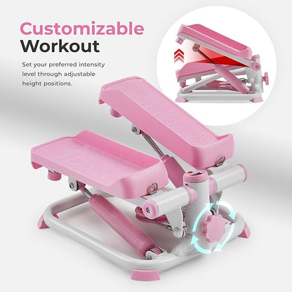 Sunny Health & Fitness Mini Stepper for Exercise at Home, Stair Step Workout Machine with Resistance Band, Fullbody Cardio, Upgraded Over 300lb Weight Capacity, Optional Free SunnyFit App Connection