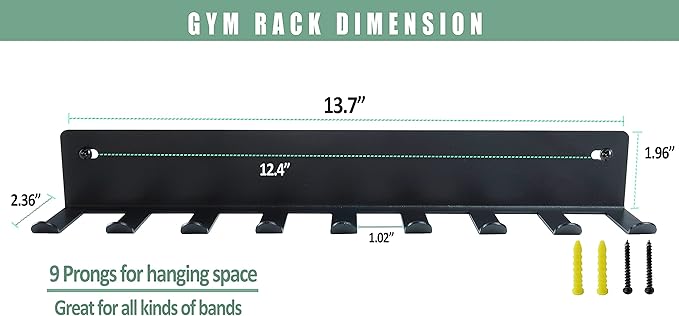 Multi-Purpose Storage Rack for Resistance Bands, Straps, Jump Ropes, Foam Rollers, Chains, Weight Belts, Tools - Heavy Duty, Fitness Bands Rack