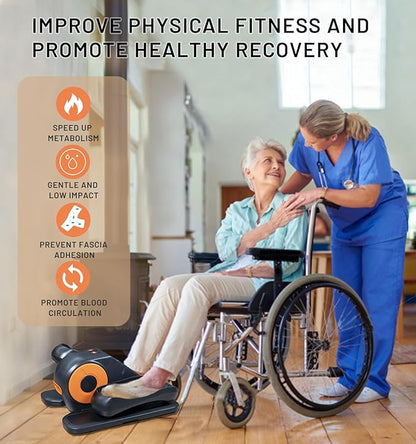 Under Desk Elliptical Machine, Ellipse Leg Exerciser for Seniors Adults with 12 Adjustable Speed, Quiet & Portable Seated Pedal Exerciser with Remote Control & Non-Slip Foot Straps