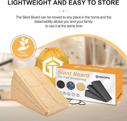 Slant Board Squat Wedge for Calf Stretching，3 Pcs 12" x 6.3" Foot Stretcher Balance Board for Plantar Fasciitis, Adjustable Foam Slant Board Wedge Great for Exercises