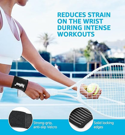 Compression Wrist Bands (2 PCS), High-Elastic Straps Wrist Wraps Wrist Brace for Sports Weightlifting Tennis Basketball Tendonitis Carpal Tunnel Arthritis - Breathable Fabric (Black)