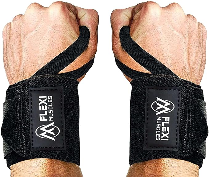 Wrist Wraps for Weightlifting (1 Pair) Heavy-Duty Wrist Straps with Thumb Loops - Adjustable Wrist Support for Powerlifting, Strength Training, Bodybuilding, and Gym Workouts