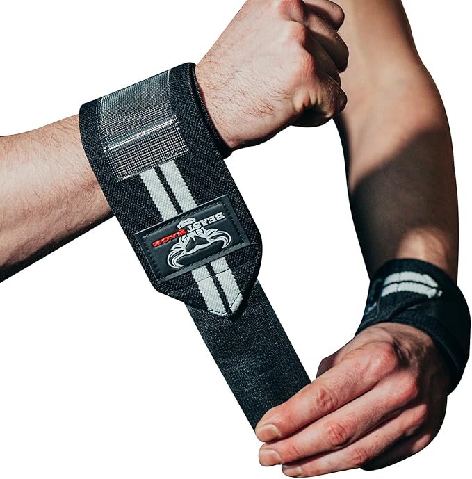 BEAST RAGE Wrist Wraps for Weightlifting - Adjustable Lifting Straps With Thumb Loop for Enhanced Gym Support, Powerlifting, Bodybuilding and Workout