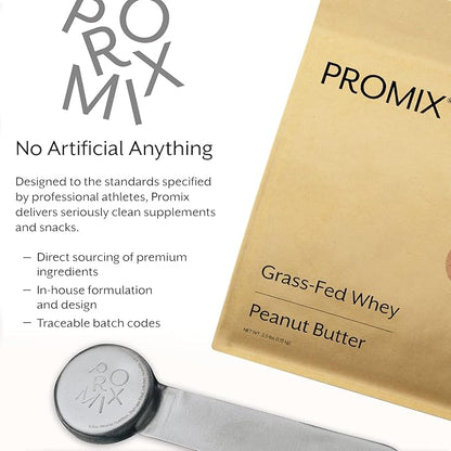 Promix Whey Protein Powder, Peanut Butter - 5lb Bulk - Grass-Fed & 100% All Natural - ­Post Workout Fitness & Nutrition Shakes, Smoothies, Baking & Cooking Recipes - Gluten-Free & Keto-Friendly