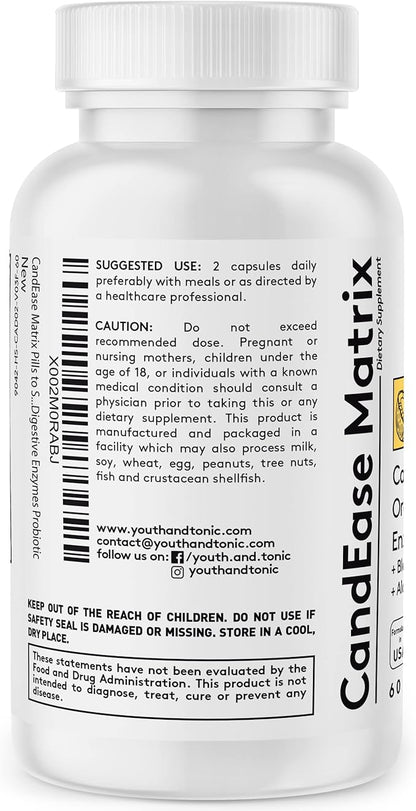 Youth & Tonic Oregano & Caprylic Acid Gut Health Supplement with Probiotics & Herbs for Gut Flora Balance, Digestive & Intestinal Health and Immune Support – 90 Capsules