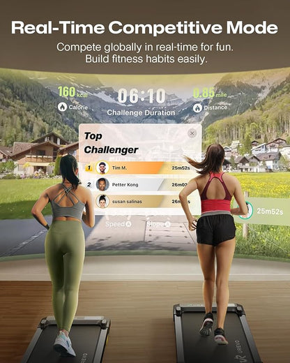 UREVO Smart Walking Pad, Compact Under Desk Treadmill with Double Shock Absorption, Quiet Operation, Workout APP with Track Insights and MIIT Mode, Plug and Play, Remote or APP Control for Home Office