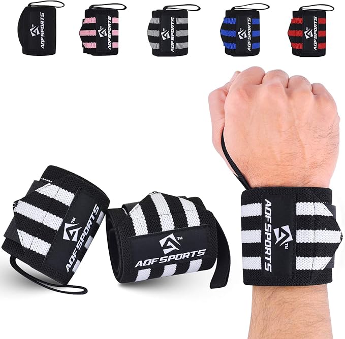 Wrist Wraps for Weightlifting - USPA & IPL Approved 18" Gym Wrist Support with Thumb Loop - Heavy Duty Lifting Wrist Straps for Fitness, Workout, Powerlifting, & Bodybuilding (Pair)