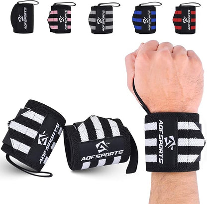 Wrist Wraps for Weightlifting - USPA & IPL Approved 18" Gym Wrist Support with Thumb Loop - Heavy Duty Lifting Wrist Straps for Fitness, Workout, Powerlifting, & Bodybuilding (Pair)