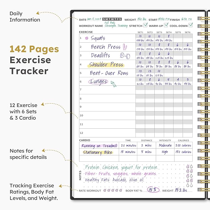 Fitness Workout Journal for Women & Men A5(5.5" x 8.2") Workout
