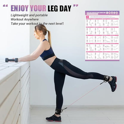 Ankle Resistance Bands With Cuffs for Working Out, Kickbacks, Hip, Leg and Glute Exercise - Training Poster Included - for Women