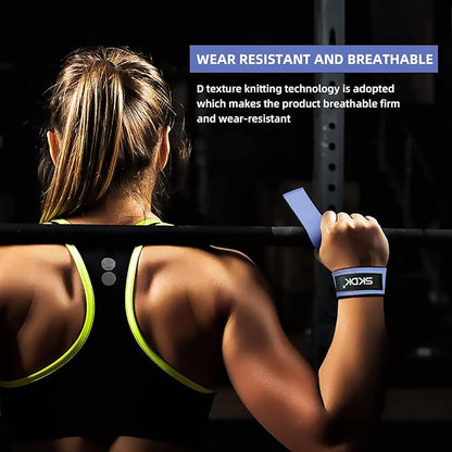 SKDK Cotton Hard Pull Wrist Lifting Straps Grips Band-Deadlift Straps with Neoprene Cushioned Wrist Padded and Anti-Skid Silicone - for Weightlifting, Bodybuilding, Xfit, Strength Training