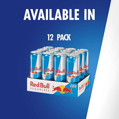 Red Bull Sugar Free Energy Drink with 189mg Caffeine plus Taurine & B Vitamins, 20 Fl Oz, Pack of 12 Cans