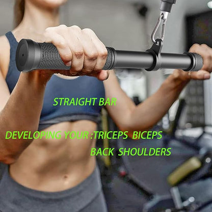 Kinglotus Cable Machine Attachment Straight Bar Tricep Rope Double D Handle for Home Gym Weight Equipment Accessories.