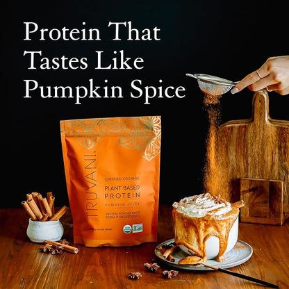 Truvani Vegan Pea Protein Powder | Pumpkin Spice | 20g Organic Plant Based Protein | 20 Servings | Keto | Gluten & Dairy Free | Low Carb | No Added Sugar