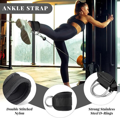 Barbell Pad Set,10 Pcs Barbell Pads for Hip Thrust Squat & Lunges Support,with 2 Workout Ankle Straps, 2 Gym Straps Weight Lifting, 2 Gym Gloves, Resistance Band, Olympic Bar Pad,Carry Bag