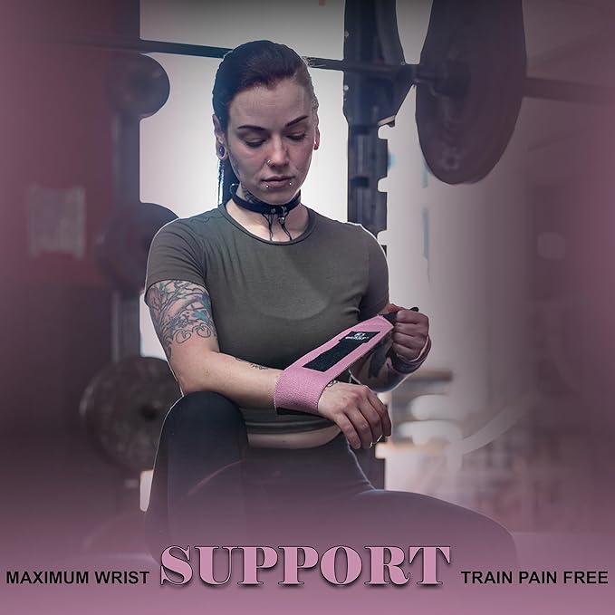 Improved Lifting Support & Stability - Gym Wrist Wraps for Weightlifting 14" Premium Quality Hand Wraps with Thumb Loop - Weight Lifting Wrist Wraps for Pain & Support