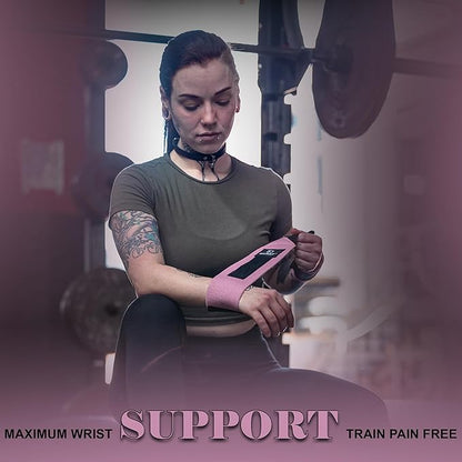 Improved Lifting Support & Stability - Gym Wrist Wraps for Weightlifting 14" Premium Quality Hand Wraps with Thumb Loop - Weight Lifting Wrist Wraps for Pain & Support