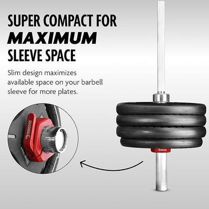 DMoose Fitness Barbell Clips 2" (Pair) - Quick Release Olympic Barbell Clamps & Collars with Anti Slip TPR Lining for Secure Weightlifting & Powerlifting - Weight Clips for Bars at Home or Gym