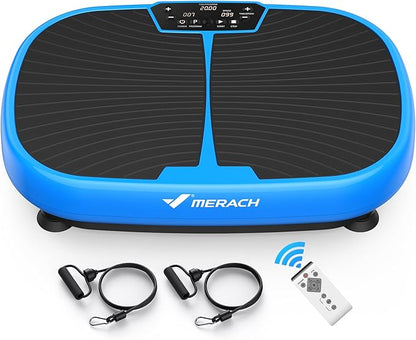 MERACH Vibration Plate Exercise Machine, Vibrating Plate Exercise Machine for Women Men, 99 Speeds Vibration Plate with 2 Tension Ropes LED Display, Workout Equipment for Home