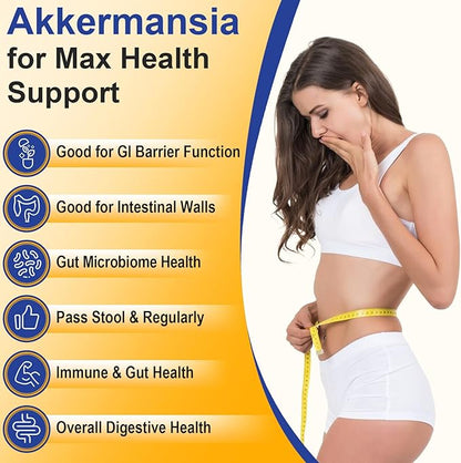 GLP-1 Supplement, 300 Billion AFU Akkermansia Probiotic - Live Akkermansia for GLP-1, Akkermansia Muciniphila for Women & Men, Enhances Gut Digestive Lining Function, Digestive, Gut, Immune, 120 Caps