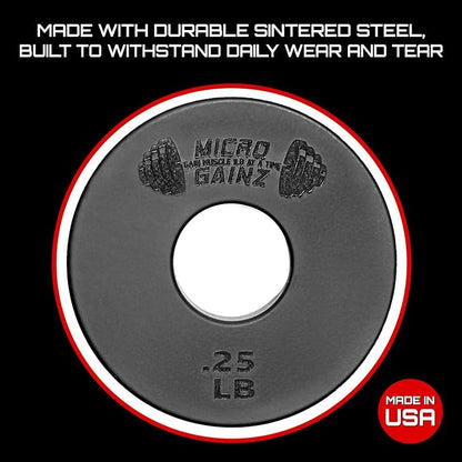 Micro Gainz Standard 1-Inch Center Hole Fractional 8 Piece Weight Plates with Bag, Designed for Standard 1-Inch Dumbbell & Barbell for Strength Training and Weight Lifting, Made in USA