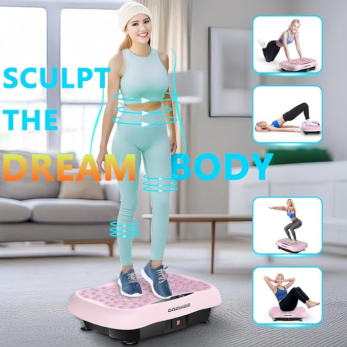 Vibration Plate Exercise Machine, Vibration Plateform for Lymphatic Drainage, Whole Body Workout Vibrate Fitness Board for Weight Loss Shaping Toning, Home Gym Equipment