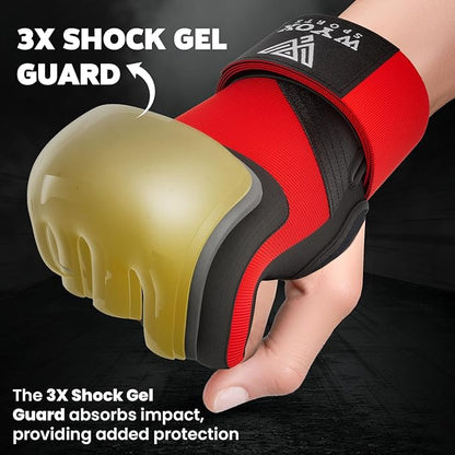 WYOX Gel Boxing Hand Wraps Inner Gloves for Men & Women, 80cm Quick Wrist Straps, Padded Knuckle Protection for Muay Thai Kickboxing, Hand Wraps for Boxing & Martial Arts