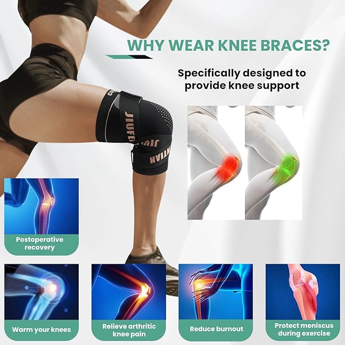 JIUFENTIAN Knee Support for Women and Men with Strap (2pack) Copper Knee Brace for Women Arthritis Pain-Knee Sleeves for Working Out,Running and Knee Pain Relief(X-Large)