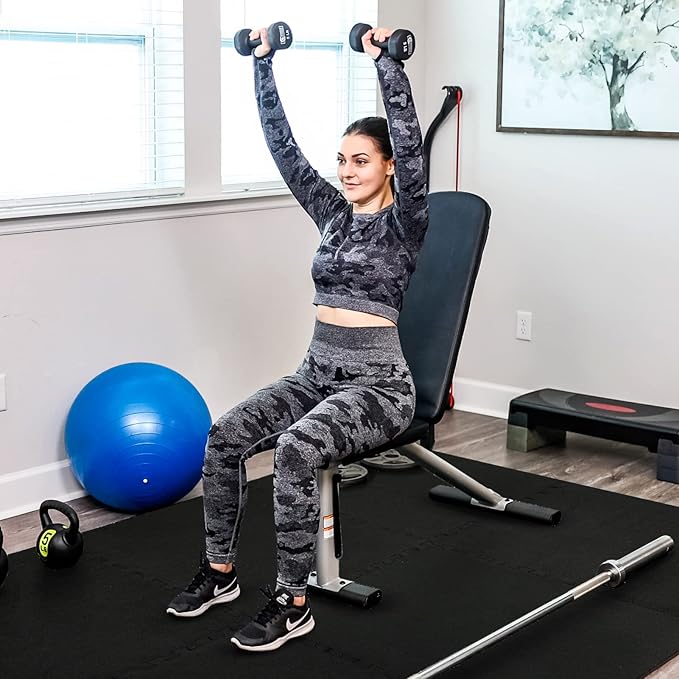 SUPERJARE 0.56 Inch Thick Exercise Equipment Mats 24 Tiles 24 in 24 in