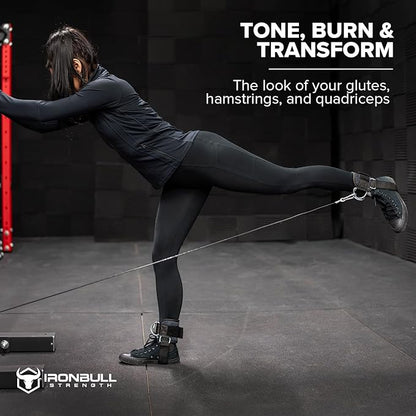 Iron Bull Strength Women's Kickback Ankle Strap for Cable Machines & Resistance Bands: Gym & Home Workout Cuff Attachment for Leg Extensions, Kickbacks, Hip Abductors - Booty Exercises