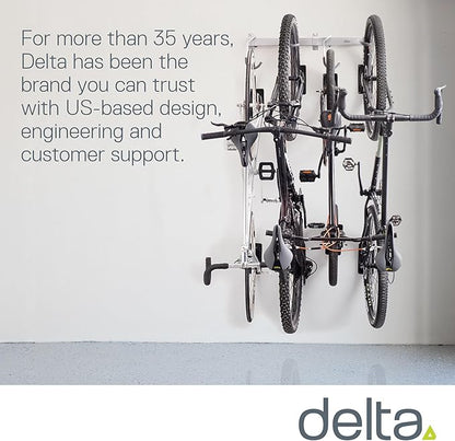 Garage Bike Rack Wall Mount Rail Rack by Delta Cycle - Bike Hangers for Garage - Bike Storage Rack for MTB, Road & Ebike - Holds up to 300 lbs - Fully Adjustable Staggered Hook Design