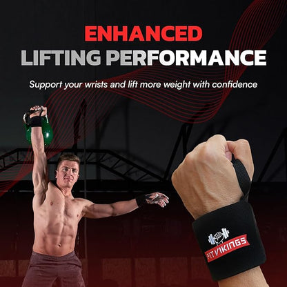 Gym Wrist Wraps for Weightlifting - Professional 18" Wrist Support for Crossfit, Gym, Weight Lifting, Powerlifting - Pull Up Hand Wraps for Strength Training - Weightlifting Accessories