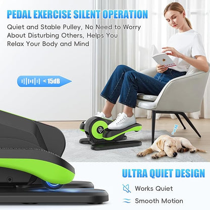 ANCHEER Under Desk Elliptical, Leg Exerciser While Sitting for Seniors Adults, Ellipse Leg Exerciser Electric as Seen on TV with Remote Control & 12 Adjustable Speeds, Fully Assembled