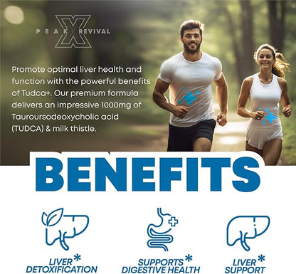 TUDCA+ 1000mg Bile Salt Supplement for Liver Support, Detoxification, Digestive Health, Inflammation, and Skin Health - Made in The USA (60 Vegan Capsules)