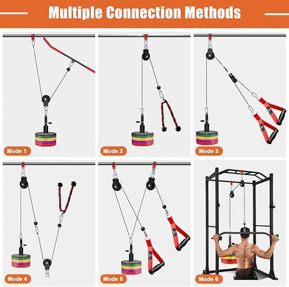 SERTT Home Gym Pulley System - Tricep Workout, Lat Pulldown, Biceps Curl, Triceps, Shoulders, Back, Forearm, Weight Cable for Squat Rack, Garage